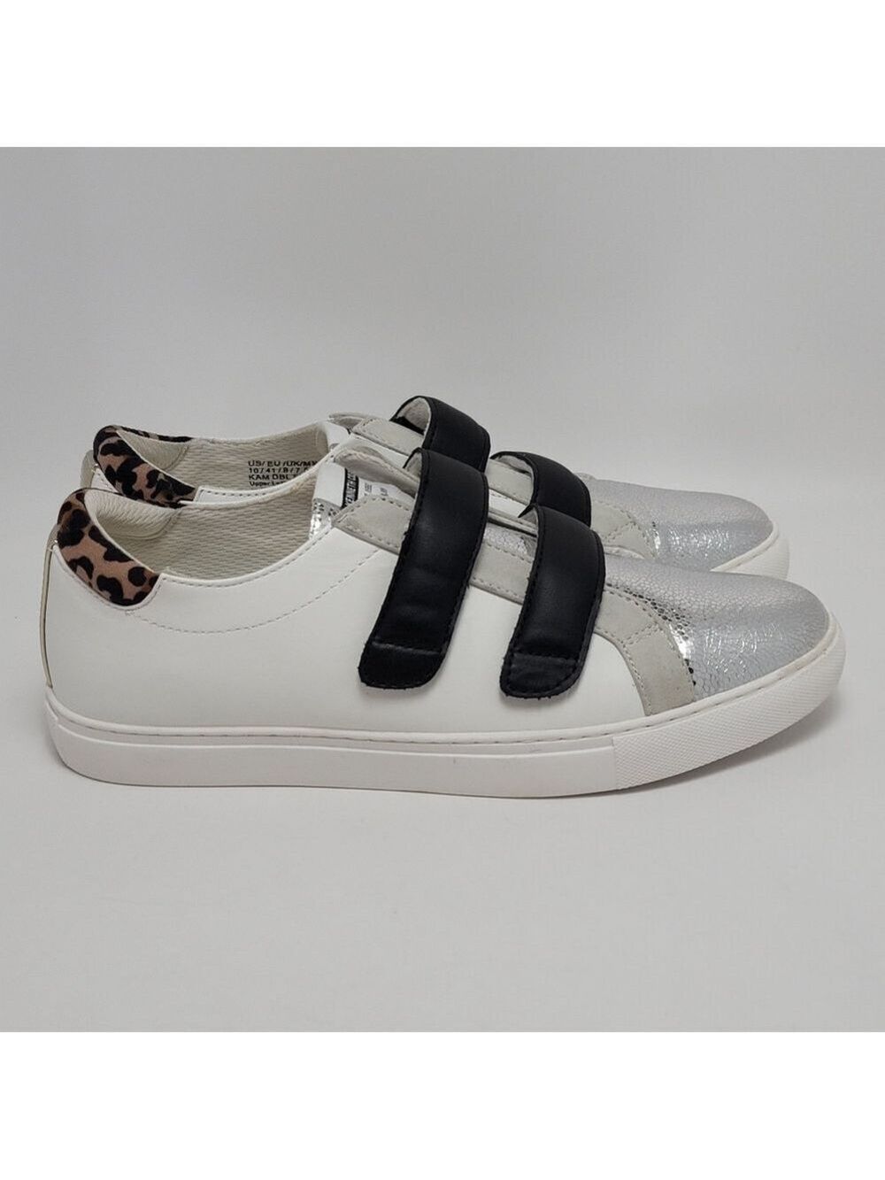 Kennetth Cole New York Women's Kam Double Strap White Silver Sneakers Size 10